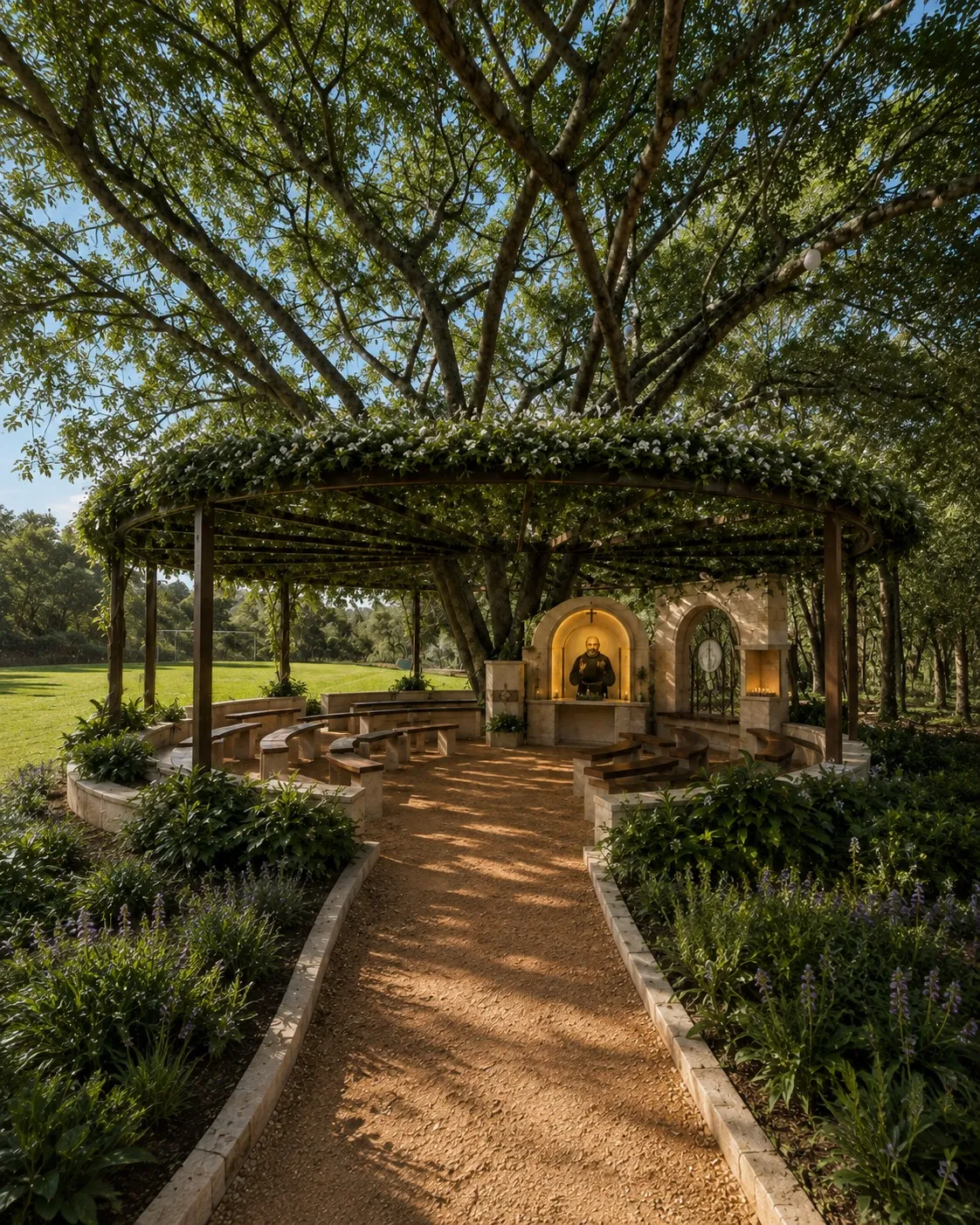 Pérgola entre as árvores